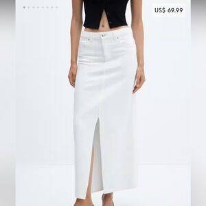 NWT! Mango White Denim Maxi Skirt